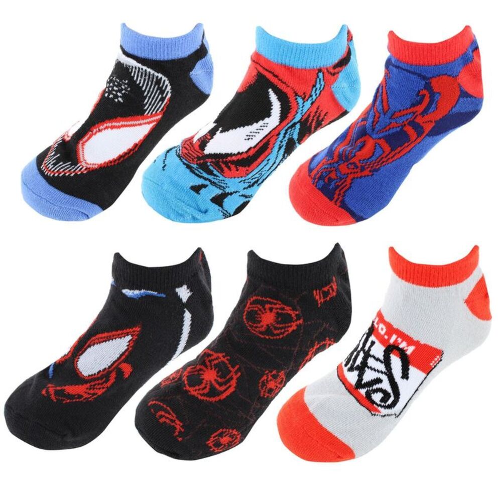 CTM Boy's Spider-Man Across The Spiderverse No Show Socks (6 Pack)